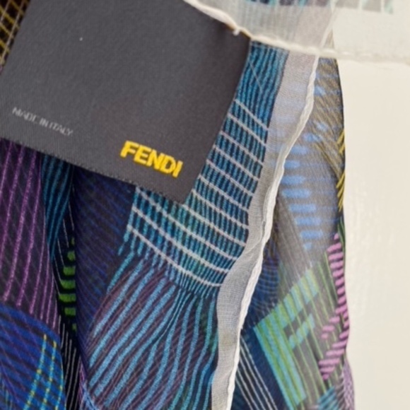 Fendi Multicolor Letter Logo Printed Silk Scarf - Picture 1 of 6